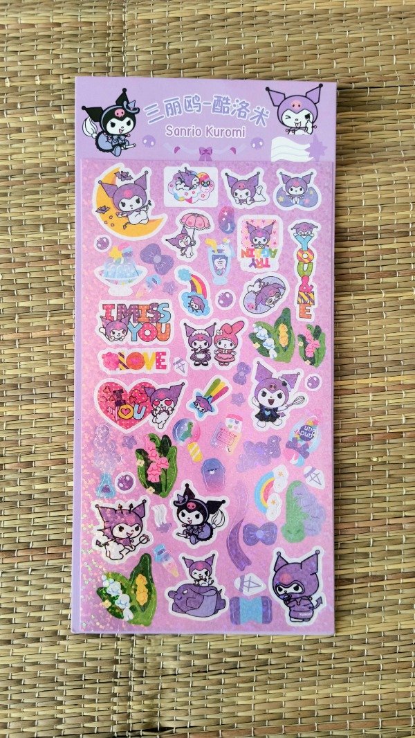 Producto - Plancha de stickers holográfica kuromi