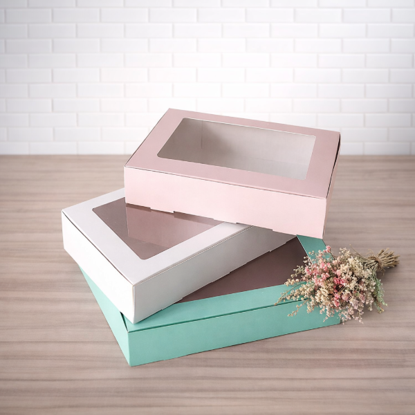 Producto - Box multiuso blanca con visor 20x30x6 - ideal para petit fours - 1