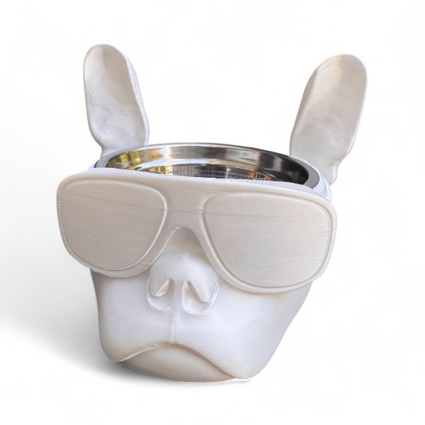 Producto - Comedero bulldog blanco perlado