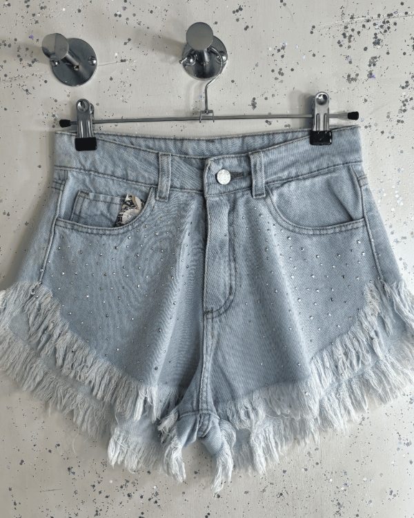 Producto - Short Tiro Medio Strass Celeste