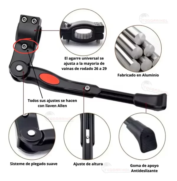 Producto - Pata De Bicicleta Pie De Apoyo Regulable Universal Pata Bic