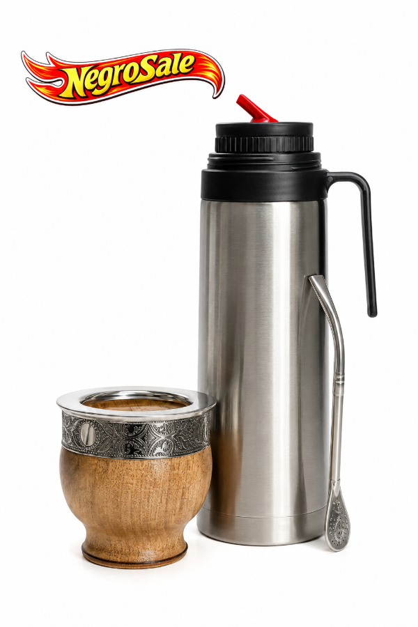 Producto - Combo Mate Imperial Algarrobo Seleccionado + Termo Media Manija + Bombilla