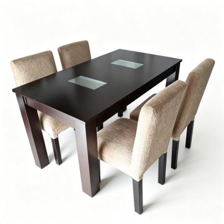 Producto - Juego de Comedor 4 Sillas Reforzadas + Mesa MDF Negra - Oferta - 0