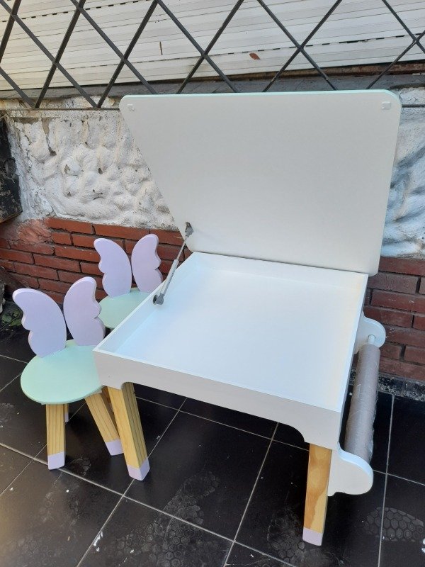 Producto - MESA GUARDAUTILES CON BANCO MARIPOSA O CONEJO CON ROLLO DE PAPEL - 1