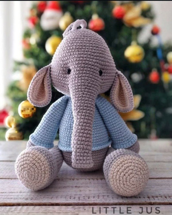 Producto - Milo Elefante Muñeco de apego tejido para bebe