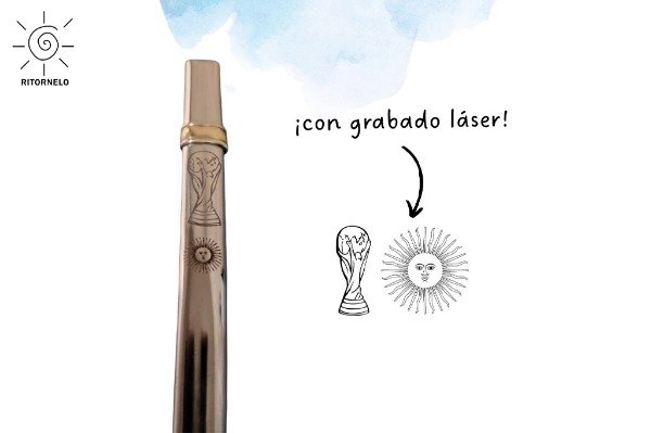 Producto - Bombilla de acero inoxidable con grabado láser MUNDIAL 2026