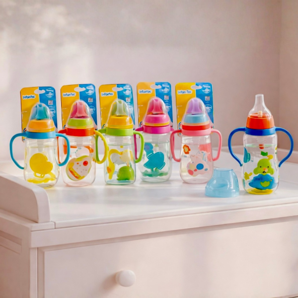 Producto - Mamadera de bebé con tetina de silicona y asas