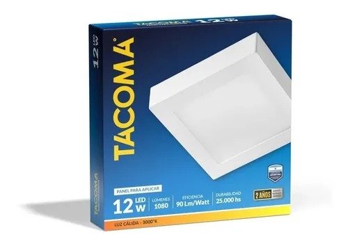 Producto - Plafon led chapa 12w exterior cuadrado frio tacoma