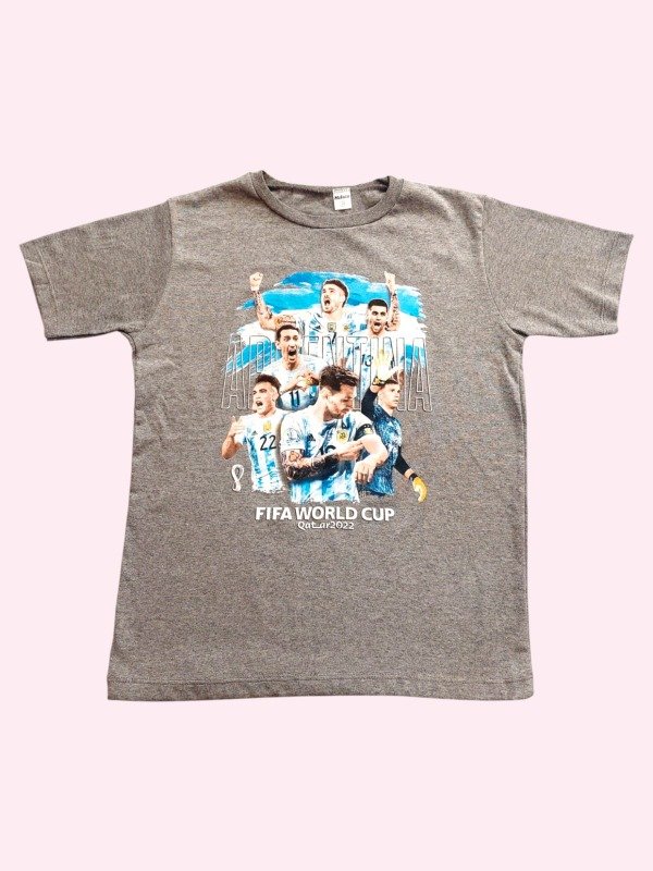 Producto - Remera manga corta gris melange ARGENTINA 10 años
