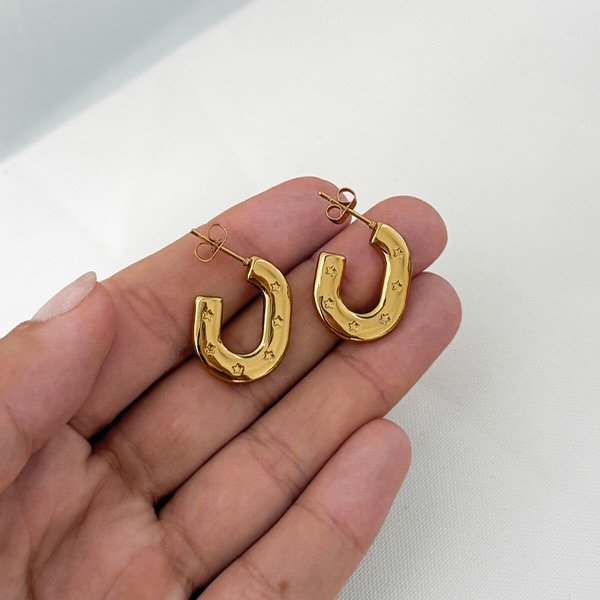 Producto - Aros Stars (acero dorado)