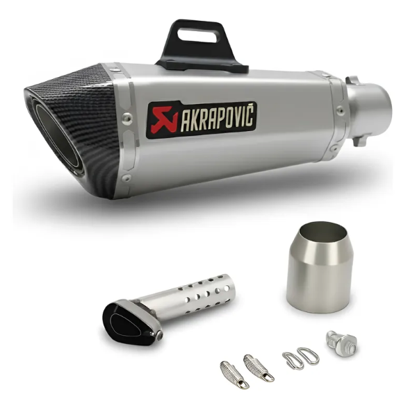 Producto - Escape Silenciador Tipo Akrapovic Universal Plateado + DB Killer