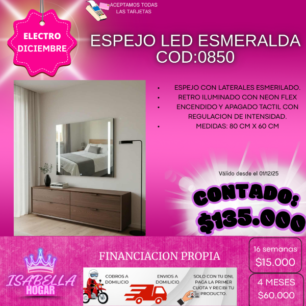 Producto - ESPEJO LED ESMERALDA COD:0850