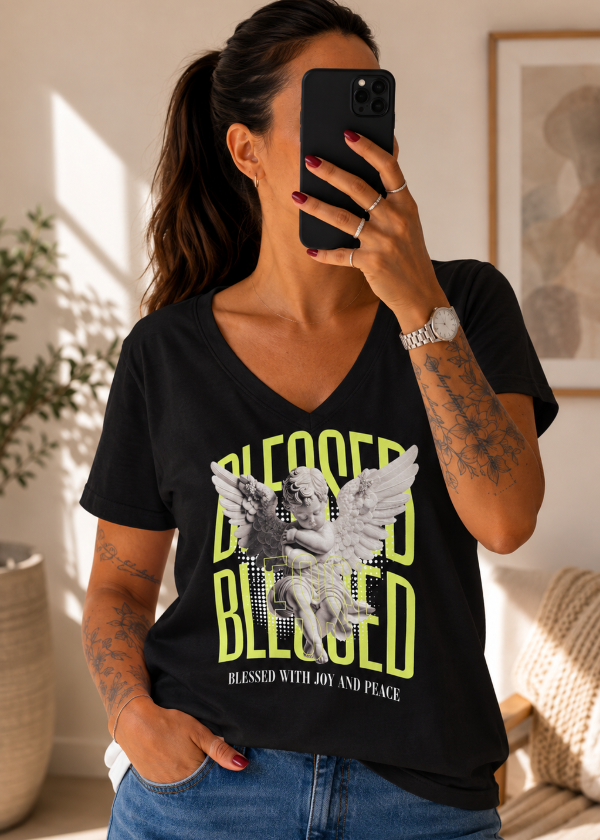 Producto - Remera de algodón negra (Blessed)