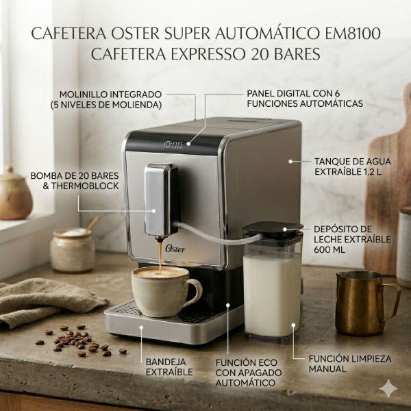 Producto - CAFETERA OSTER EXPRESSO 20 BARES SUPER AUTOMÁTICO EM8100