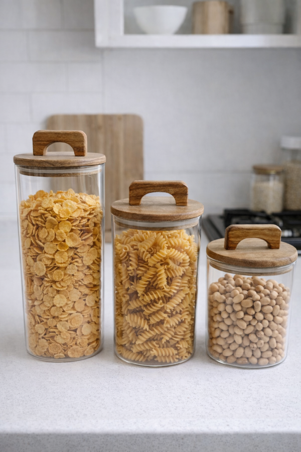 Producto - Contenedor Hermético de Vidrio y Acacia