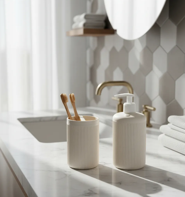 Producto - Set  Accesorios Organizadores de Baño X2 Piezas "Natural"