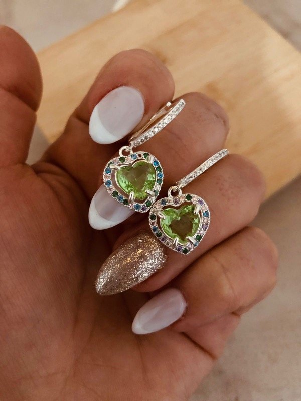 Producto - Huggies Swarovski Verde Manzana Love Plata 925 1361