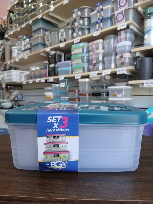 Producto - Set X3 herméticos plástico rectangular