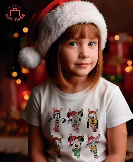 Producto - Remera Mickey y sus amigos version navidad