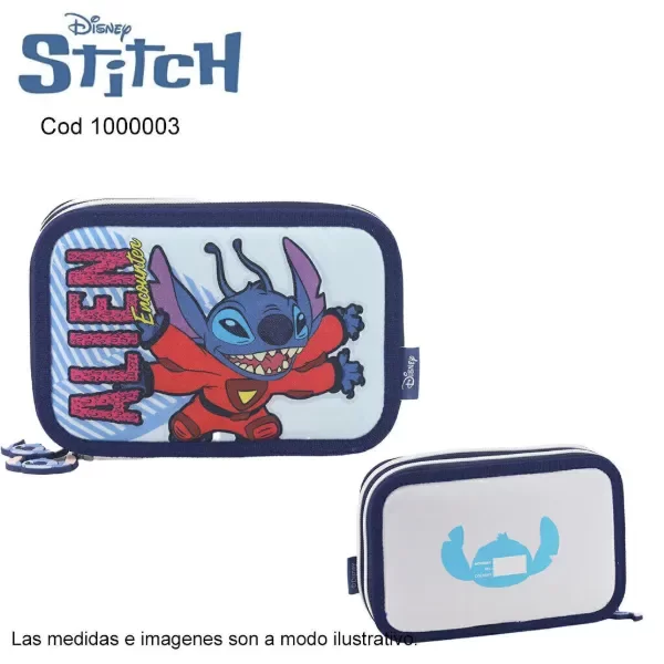 Producto - CARTUCHERA DISNEY STITCH DOS PISOS/CIERRES