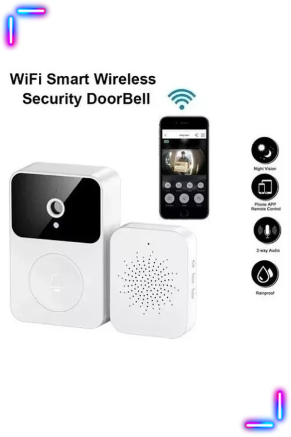 Producto - Portero Timbre Eléctrico Con Cámara Wifi Smart, Negro