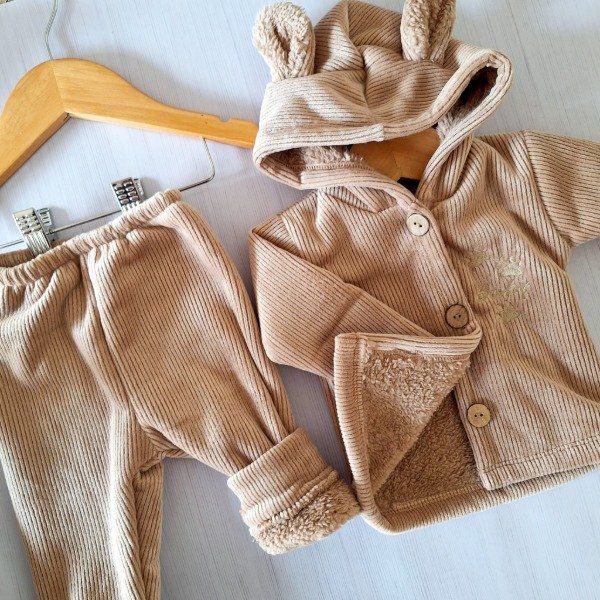 Producto - Conj. Corduroy con Corderito Chocolate