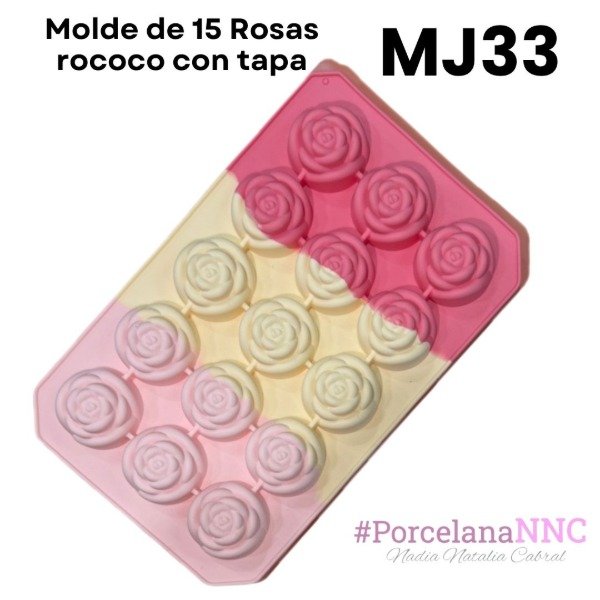 Producto - Molde de 15 Rosas rococo con tapa MJ33