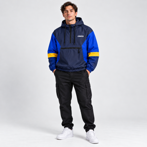 Producto - Rompeviento  Modelo 12 Azul Marino, Azul Francia y Amarillo - 4