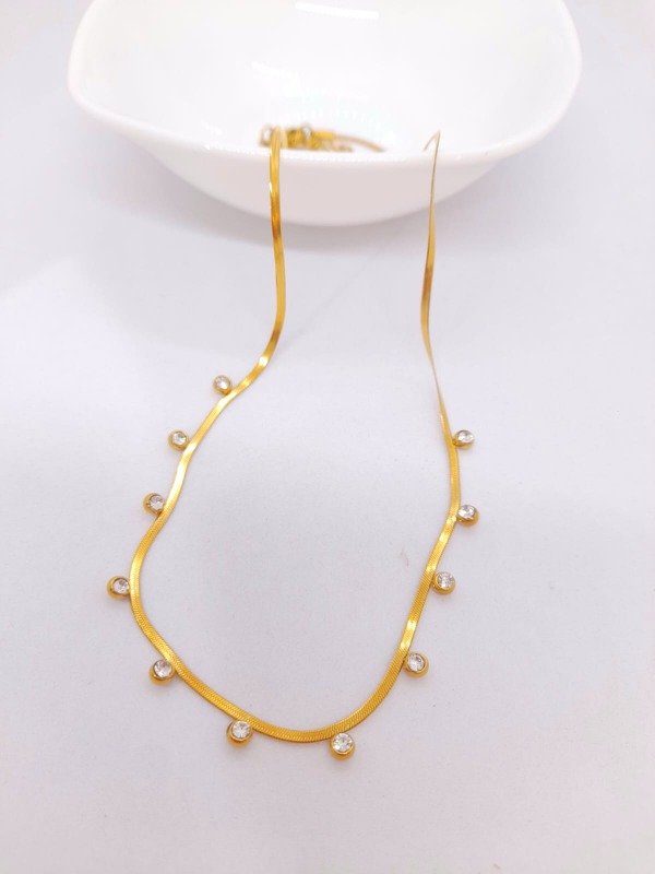 Producto - Cadena eslabón cobra con dijes strass