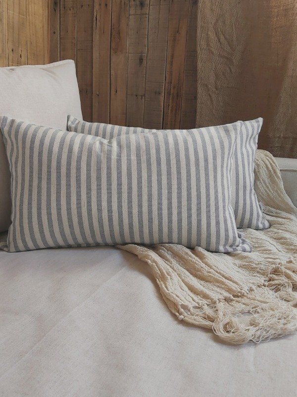 Producto - FUNDA RAYAS LINO RUSTICO GRIS CENIZA 30X50
