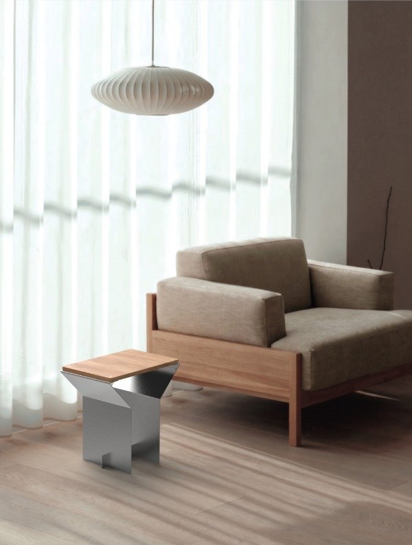 Producto - Banco T - Banco de acero inoxidable y madera para cafés, locales y hogares - 5