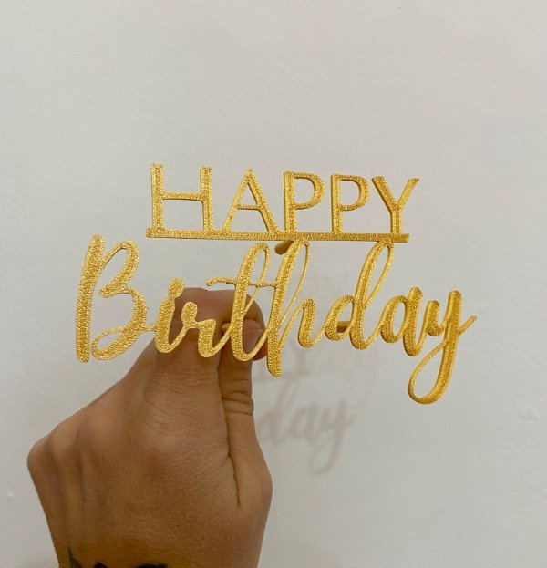 Producto - Cake topper frontal "Happy Birthday" Dorado
