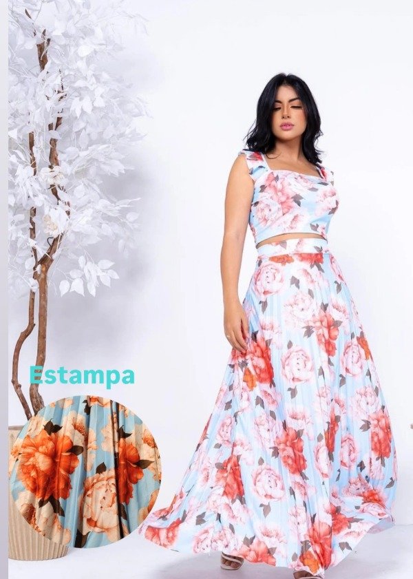 Producto - Pollera importada plisada larga ESTAMPADA (Art. 267) Talle M y L