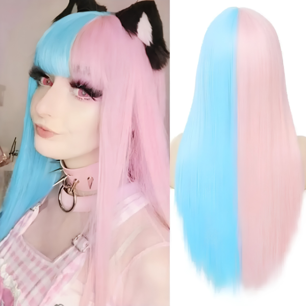 Producto - Peluca Bicolor Azul/Rosa