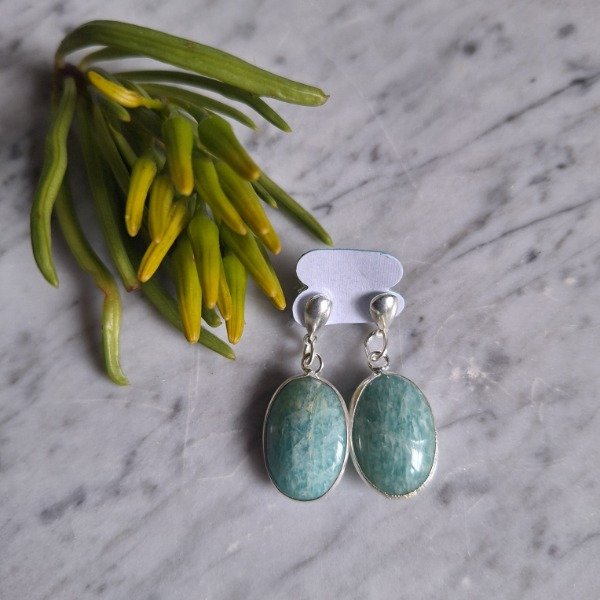 Producto - Aros Ovalo Amazonita