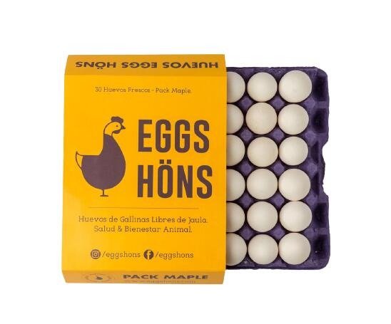 Producto - Pack Maple Huevos Blancos Organicos de Gallinas Libre de Jaula (30u) EGGS HONS