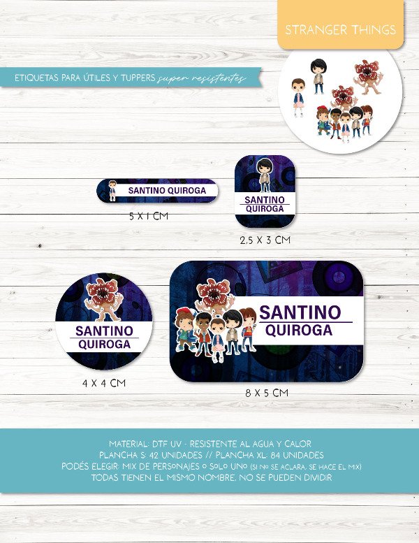 Producto - Etiquetas para ÚTILES y TUPPERS - 23. Stranger Things