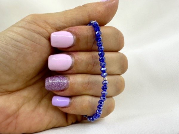 Producto - Pulsera elastizada con cristales AZUL METÁLICA