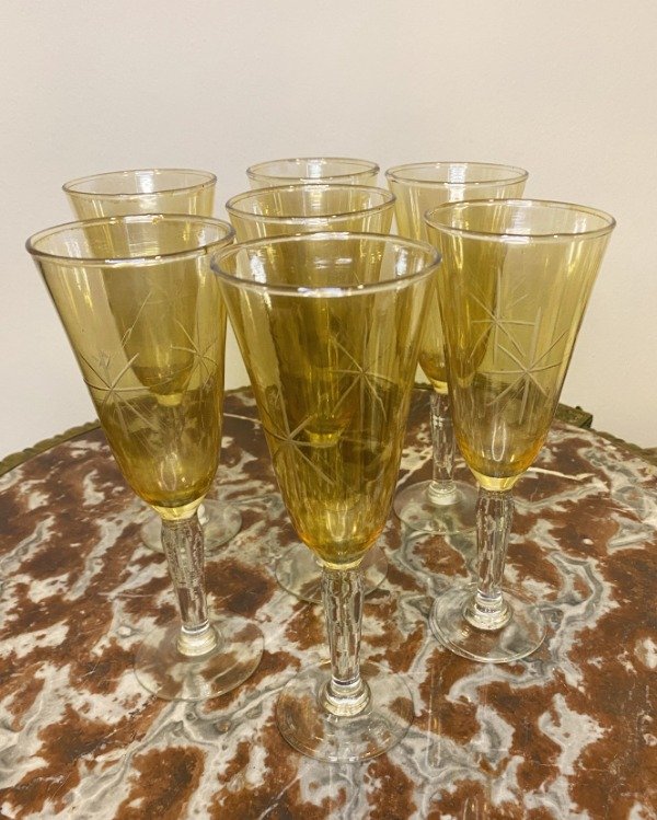 Producto - 7 Copas De Champagne Color Ámbar