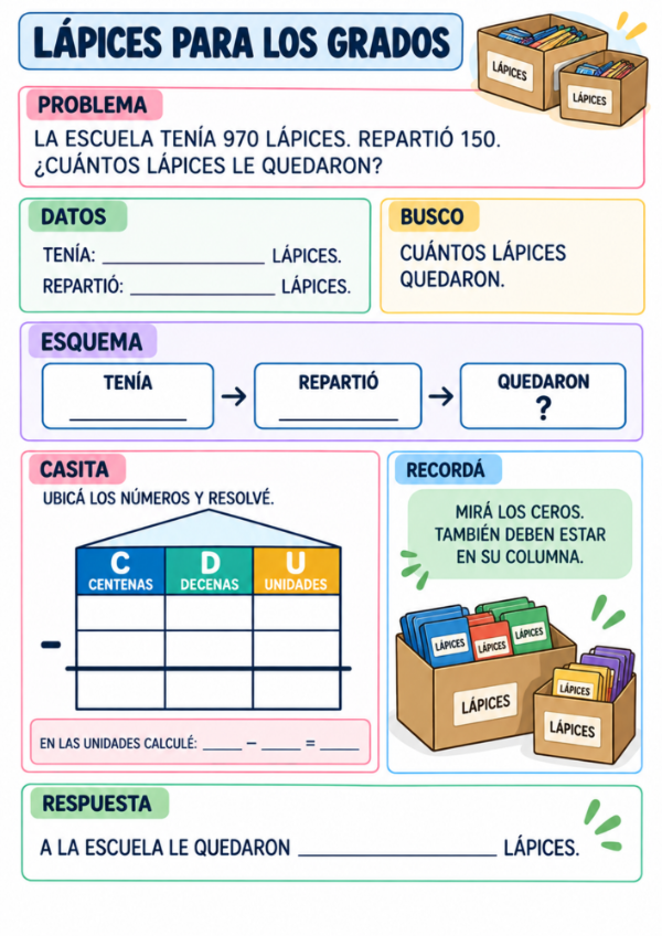 Producto - Problemas con Casitas: Sumas y Restas de 3 Cifras, Familias del 500 al 900 - 9