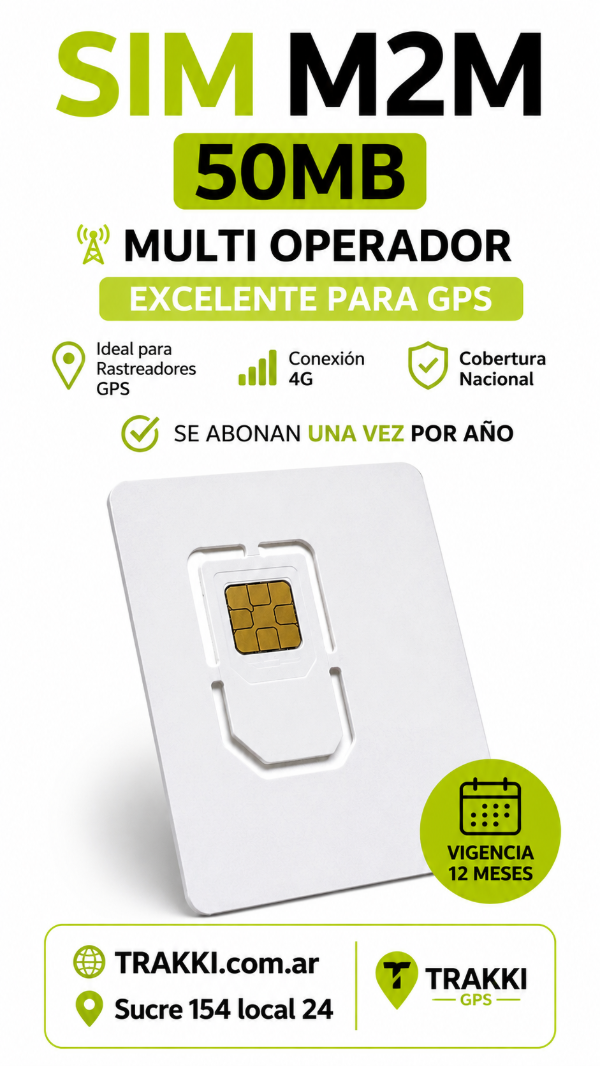 Producto - SIM M2M 4G Multioperador 50 MB por Mes 12 Meses para GPS - 2