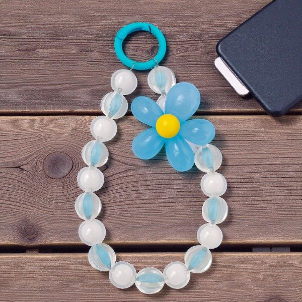 Producto - Correa Celular Flor Celeste Blanco