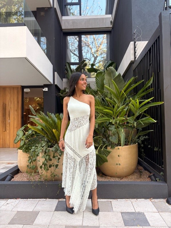 Producto - Vestido lino encaje Bershka Talle XS S