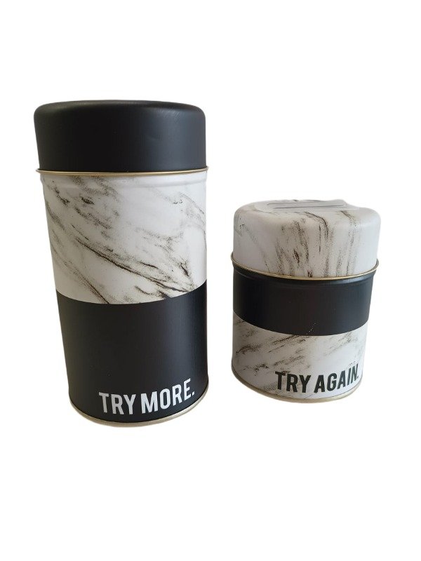 Producto - Set latas yerbera marmolada