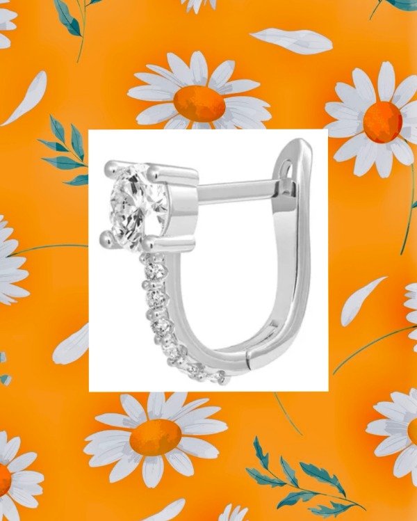 Producto - Aros de plata 925 argolla de diseño importante c/zirconio Blanco