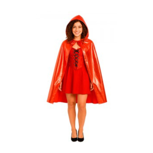 Producto - Capa disfraz Caperucita corta roja brillante (80cm)
