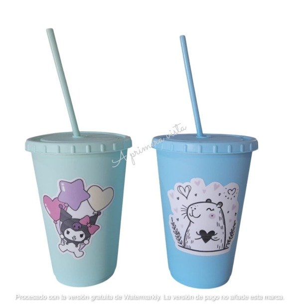 Producto - Vasos pastel con sticker c/u