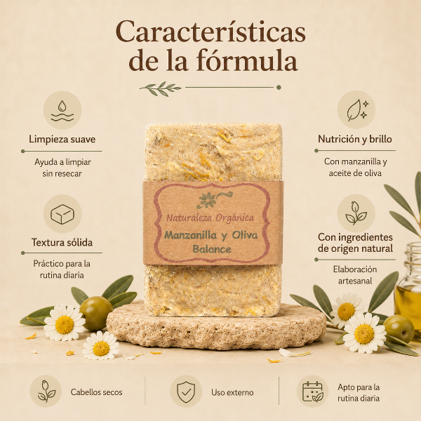 Producto - Champú Sólido Manzanilla y Oliva Balance - para Cabellos Secos - 5