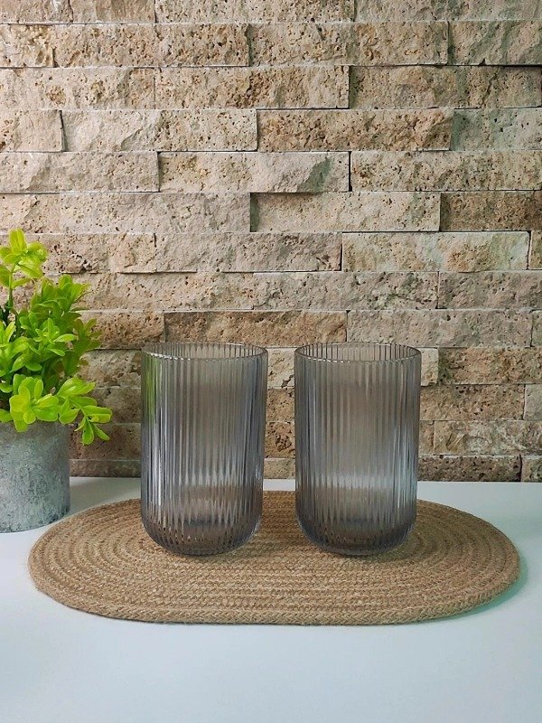 Producto - Vasos rayados trago largo 400ml negro caja x 6 unidades