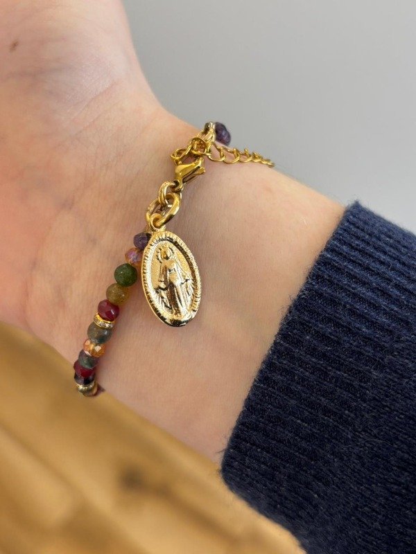 Producto - Pulsera Piedras Medalla Milagrosa